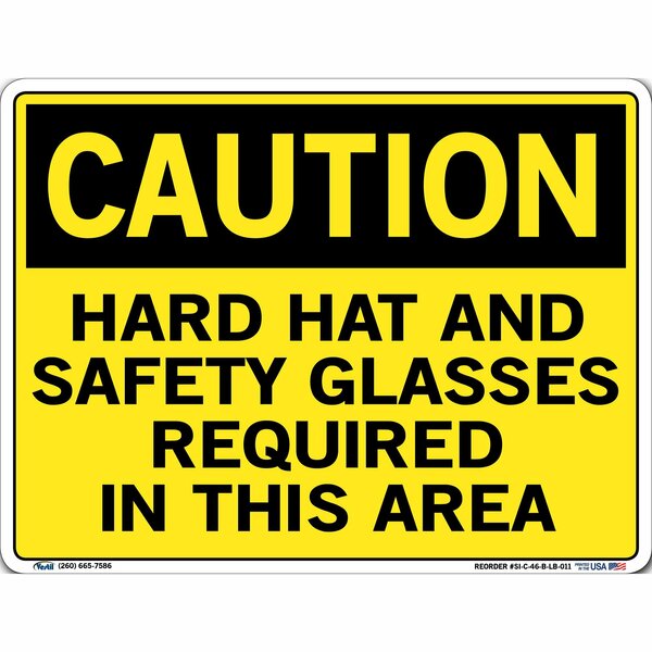 Vestil Sign, Caution, 12.5x9.5", Label/Decal, .011, SI-C-46-B-LB-011 SI-C-46-B-LB-011